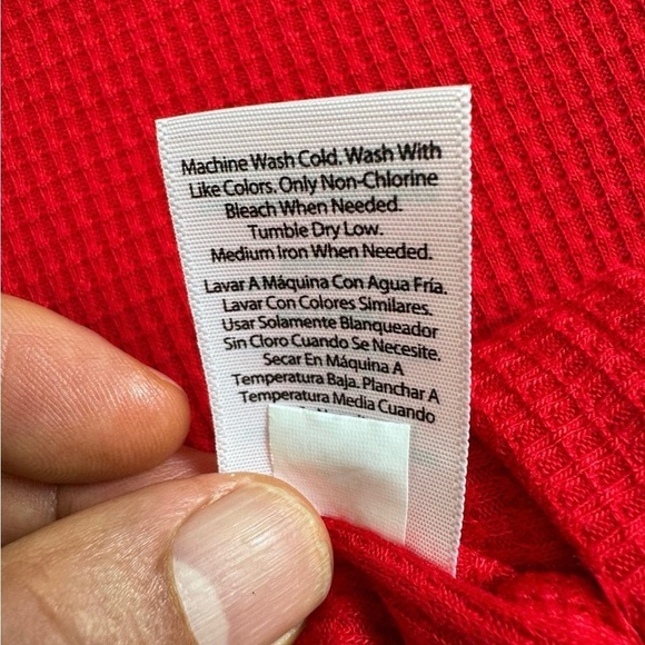 NWT - Terra & Sky Long Sleeve Brilliant Red Waffle Tee Shirt (0X) - Picture 10 of 10